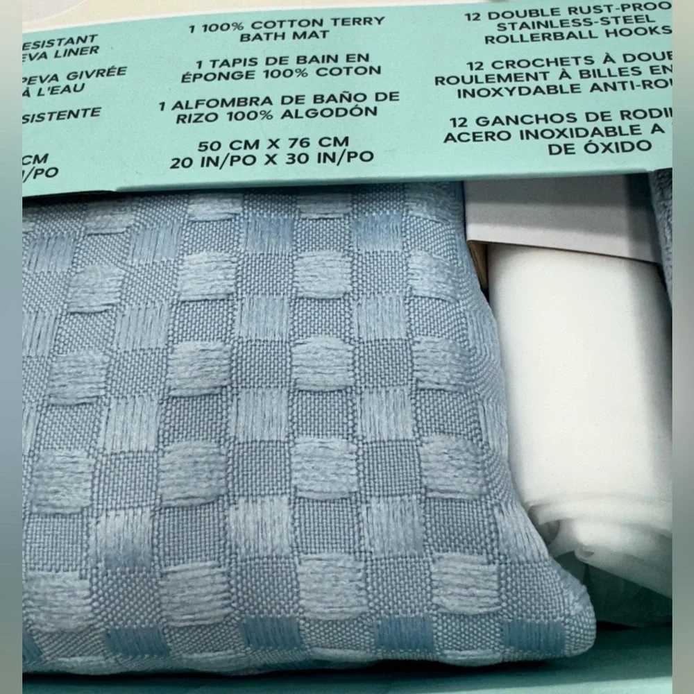 Essential Spa Shower Curtain Set 4 New Blue